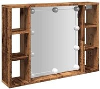 vidaXL Spiegelschrank Spiegelschrank mit LED-Leuchten Altholz-Optik 76x15x55 cm