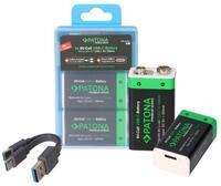 Patona 2x 9 Volt Block Premium Akkus 3,6Wh mit USB-C und Ladekabel Akku