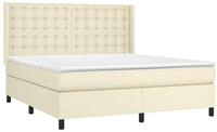 vidaXL Bett Boxspringbett mit Matratze Creme 160x200 cm Kunstleder