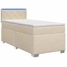 vidaXL Bett Boxspringbett mit Matratze und LED Creme 90 x 200 cm Stoff (1-tlg),