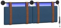 vidaXL Bett H&auml;ngendes Kopfteil Mit LED Licht Blau Antikes PU (1-tlg)
