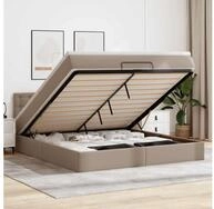 vidaXL Bettgestell vidaXL Ottoman-Bett mit Matratzen & LEDs Cappuccino-Braun