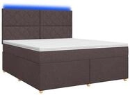 vidaXL Bett Boxspringbett mit Matratze Dunkelbraun 160 x 200 cm Stoff (1-tlg)