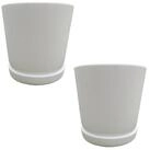 relaxdays Blumentopf mit Untersetzer 2er Set, wei&szlig;