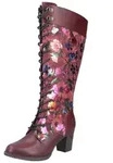 Rieker Schn&uuml;rstiefel Langschaftstiefel mit stylischem Blumenmuster rot 36 EU