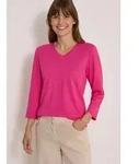 CECIL V-Shirt 3/4-Arm Shirt in Unifarbe mit V-Neck rosa S (38)