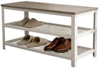 relaxdays Schuhregal Schuhbank mit 2 Schuhablagen, 1-tlg., Wei&szlig;-Grau, L