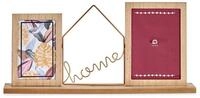 Giftdecor Bilderrahmen Holzrahmen f&uuml;r 2 Fotos mit dekorativem Schriftzug HOME,...