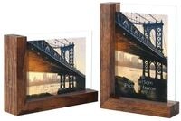 LuxusKollektion Bilderrahmen Bilderrahmen 2er Set Glas doppelseitig MDF Sockel...