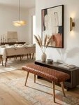 KADIMA DESIGN Sitzbank Sitzbank Echtleder / Massivholz Bank 115x53x38 cm, 2er
