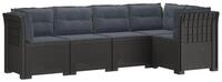 vidaXL Sofaelement 5-Sitzer Gartensofa mit Kissen Rattan-Look PP Hellgrau