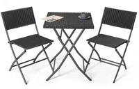 Avestar Balkonset 3-teiliges klappbares Outdoor Bistroset, Metall und PP-Rattan,