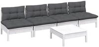 vidaXL Gartenlounge-Set 5-tlg. Garten-Lounge-Set mit Anthrazit Kissen...