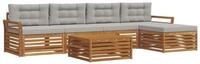 vidaXL Gartenlounge-Set Outdoor-Sofagarnitur 6 stk. Nat&uuml;rlich und Hellgrau,...