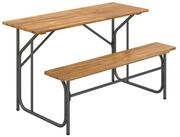 COSTWAY Garten-Essgruppe Picknicktisch & Loveseat mit Akazienholzplatte &