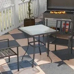 OKWISH Gartentisch Bistrotisch quadratisch 68,5x68,5 cm Schwarz Glastisch...