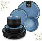 LuxusKollektion Tafelservice Geschirrset 6 Personen Steingut blau 18 Teile Set...