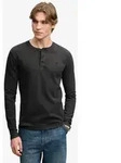 Superdry Langarmshirt WAFFLE LONG SLEEVE HENLEY TOP Baumwolle, relaxed fit schwarz S
