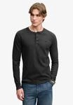 Langarmshirt SUPERDRY "WAFFLE LONG SLEEVE HENLEY TOP", Herren, Gr. S, schwarz (washed