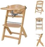 Kikkaboo Kombihochstuhl Nordy, Holz, verstellbarer Sitz, Sicherheitsgurt,
