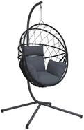 vidaXL Hollywoodschaukel H&auml;ngesessel Ei-Design mit St&auml;nder Anthrazit Rattan...