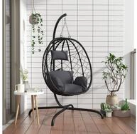 vidaXL H&auml;ngesessel vidaXL H&auml;ngesessel mit Kissen Anthrazit Poly Rattan & Stahl