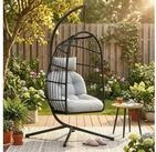 Outsunny H&auml;ngesessel Outdoor H&auml;ngestuhl mit Gestell faltbar mit Kissen