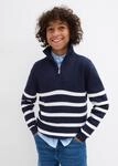 Troyer BONPRIX, Jungen, Gr. 128/134, blau (dunkelblau, wollwei&szlig; gestreift),