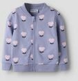 Sweatjacke NAME IT "NMFOLINIAS LS SWE CARD BRU PB", M&auml;dchen, Gr. 98, blau (lavender