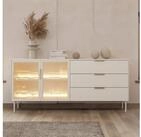 Selsey Sideboard Lumi, Kommode mit 2 Glast&uuml;ren, 3 Schubladen und...