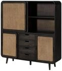 Massivmoebel24 Highboard VALENCIA (Massivholz), Mango 150x40x160 dunkelgrau...