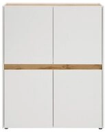 Lomadox Highboard CRISP-61, Wohnzimmer in wei&szlig; mit Absetzungen in Wotan Eiche Nb. :