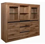 Massivmoebel24 Highboard MONTREUX (Massivholz), Wildeiche / Zerreiche 155x43x140
