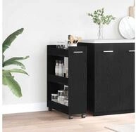 vidaXL Mehrzweckschrank vidaXL Schrank Mit Rad Schwarz Eichen-Optik 60 x 22 x...