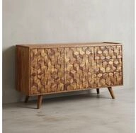 KADIMA DESIGN Kommode Sideboard 138x76x45 cm Massivholz Anrichte mit T&uuml;ren...