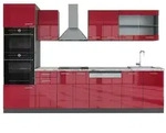 Vicco K&uuml;chenzeile R-Line, Rot Hochglanz/Anthrazit/Anthrazit, 300 cm mit...
