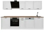 Vicco K&uuml;chenzeile R-Line, Wei&szlig; Landhaus/Wei&szlig;, 280 cm Arbeitsplatte Goldkraft...