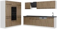 Vicco K&uuml;chenzeile R-Line, Artisan-Eiche/Wei&szlig;, 180 cm Arbeitsplatte Anthrazit