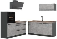Vicco K&uuml;chenzeile R-Line, Beton/Anthrazit, 160 cm Arbeitsplatte Goldkraft Eiche