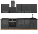 Vicco K&uuml;chenzeile Fame-Line, Anthrazit Hochglanz/Goldkraft Eiche, 280 cm, AP