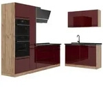 Vicco Winkelk&uuml;che R-Line, Rot Hochglanz/Goldkraft Eiche, 230 x 120 cm...