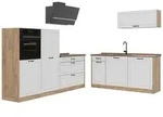 Vicco K&uuml;chenzeile R-Line, Wei&szlig; Landhaus/Goldkraft Eiche, 220 cm Arbeitsplatte