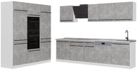 Vicco K&uuml;chenzeile R-Line, Beton/Wei&szlig;, 180 cm ohne Arbeitsplatte