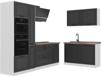 Vicco Winkelk&uuml;che R-Line, Anthrazit Landhaus/Wei&szlig;, 230 x 120 cm Arbeitsplatte