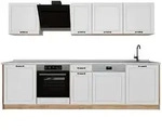 Vicco K&uuml;chenzeile R-Line, Wei&szlig; Landhaus/Goldkraft Eiche, 280 cm Arbeitsplatte