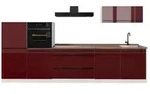 Vicco K&uuml;chenzeile R-Line, Rot Hochglanz/Wei&szlig;, 340 cm Arbeitsplatte Goldkraft...