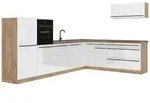 Vicco Winkelk&uuml;che R-Line, Wei&szlig; Hochglanz/Goldkraft Eiche, 327 x cm ohne