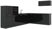 Vicco Winkelk&uuml;che R-Line, Schwarz Hochglanz/Anthrazit, 327 x cm Arbeitsplatte