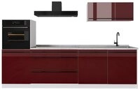 Vicco K&uuml;chenzeile R-Line, Rot Hochglanz/Wei&szlig;, 280 cm ohne Arbeitsplatte rot