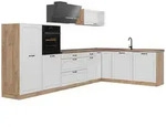 Vicco Winkelk&uuml;che R-Line, Wei&szlig; Landhaus/Goldkraft Eiche, 347 x cm...